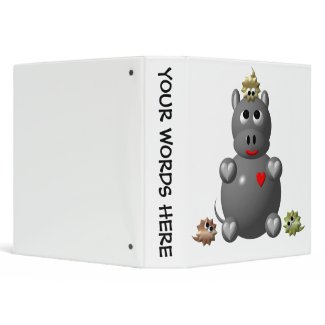 Cute Hippo with Hamsters! 3 Ring Binder
