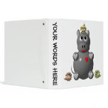 Cute Hippo with Hamsters! 3 Ring Binder