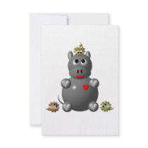 Cute Hippo with Hamsters! Custom Invites