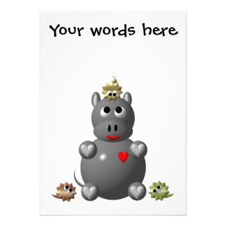Cute Hippo with Hamsters! Personalized Announcement