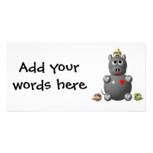 Cute Hippo with Hamsters! Photo Card