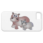 Cute Hippopotamus Mom and Baby iPhone 5 Cases