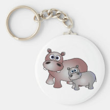 Cute Hippos Mom and Baby Key Chain