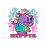 cute hippy hippie hippo cartoon with text post card