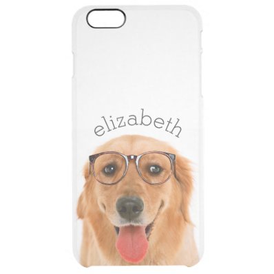 Cute Hipster Dog with Vintage Glasses Transparent Clear iPhone 6 Plus Case