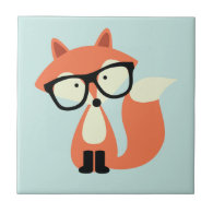Cute Hipster Red Fox Ceramic Tile