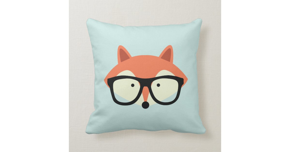 Cute Hipster Red Fox Throw Pillow Zazzle