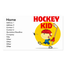 cute hockey kid cartoon character business cards