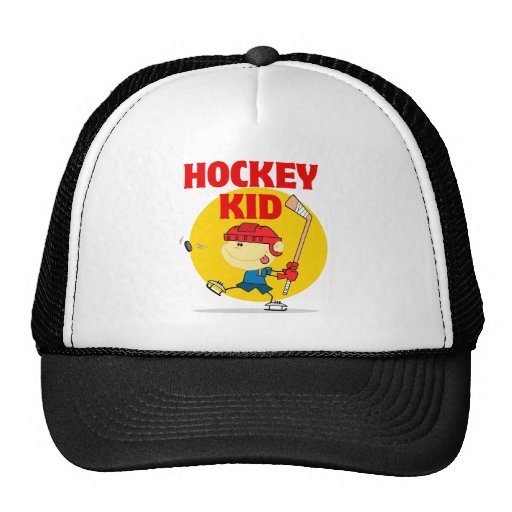 cute hockey kid cartoon character mesh hats