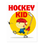 cute hockey kid cartoon character postcards