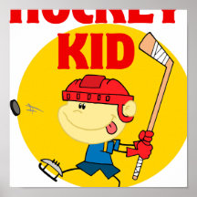 cute hockey kid cartoon character poster