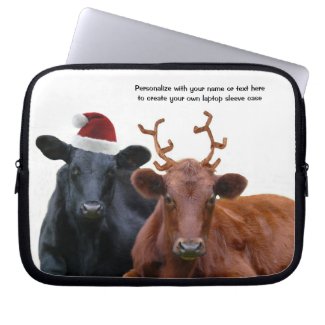 Cute Holiday Beef Cows Personalized Laptop Sleev e fuji_electronicsbag