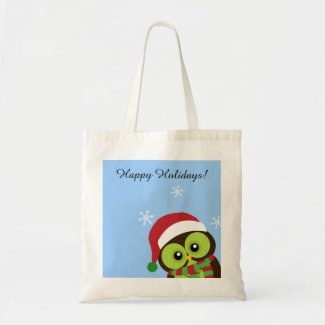 Cute Holiday Christmas Owl Tote Bag