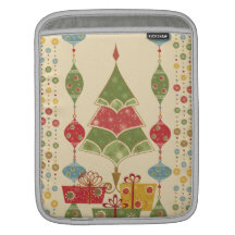 Cute Holiday Christmas Tree Ornaments Presents Sleeve For iPads