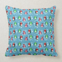 Cute Holiday Penguin Pattern American MoJo Pillows