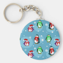 Cute Holiday Penguin Pattern Keychain