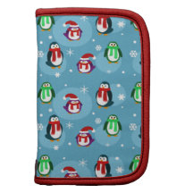 Cute Holiday Penguin Pattern Rickshaw Folio Folio Planners