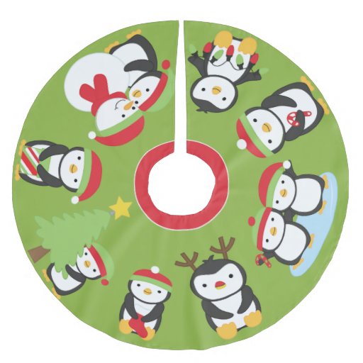cute holiday penguins festive christmas tree skirt zazzle cute holiday penguins festive christmas tree skirt zazzle