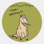 Cute Holiday Pony Round Sticker