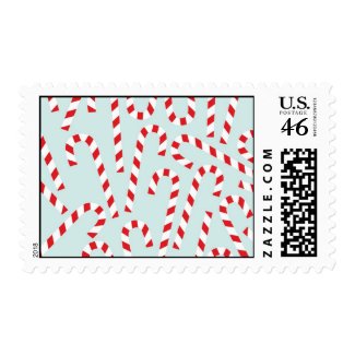 Cute Holiday Red and White Xmas Candy Cane Postage