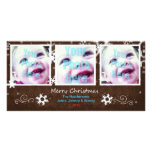 Cute Holiday Snowflake 3 Window Card Mocha - Photo Cards
