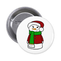 Cute Holiday Snowman Button