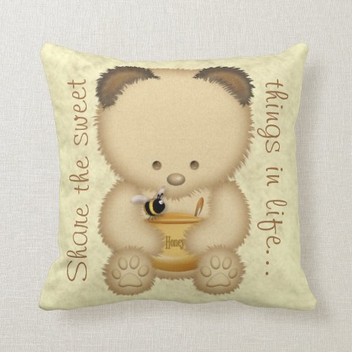 Cute Honey Bear Throw Pillow Zazzle