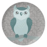 Cute Horned Owl - Miny Green Plate