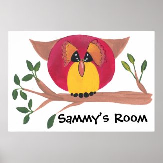 Cute Horned Owl Painting Posters