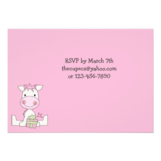 Cute Horse 1st Birthday Invitation for Girls