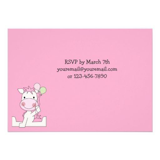 Cute Horse 1st Birthday Invitation for Girls