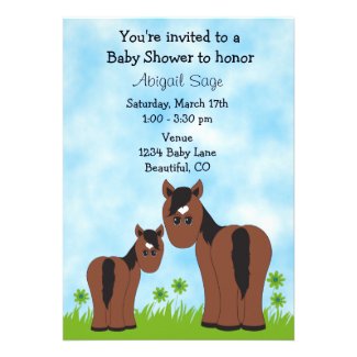 Cute Horse Baby Shower Invitation for Girls