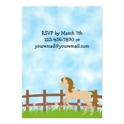 Cute Horse Birthday Invitation for Girls