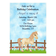 Cute Horse Birthday Invitation for Girls