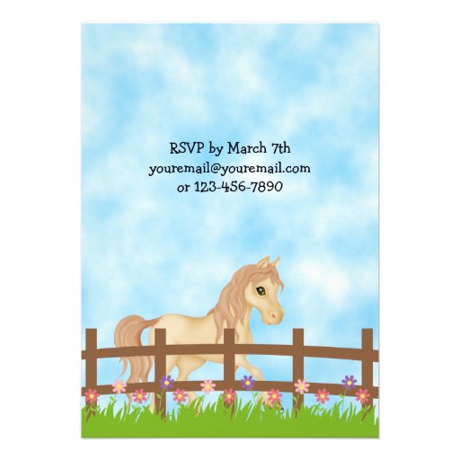 Cute Horse Birthday Invitation for Girls