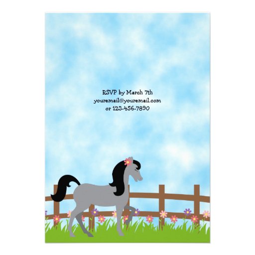 Cute Horse Birthday Invitation for Girls