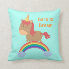 Cute Horse Dreams to be Unicorn Humor Pillow