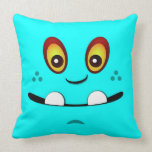 Cute Hot Aqua Monster Face w/ an Underbite Pillow