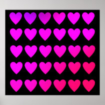 Cute hot pink and purple hearts posters