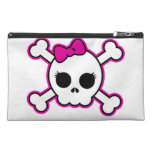Cute Hot Pink Bow Skull Travel Accessory Bag