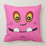 Cute Hot Pink Monster Face w/ an Underbite Pillow