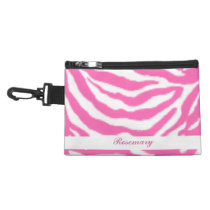 Cute Hot Pink Zebra Stripes Girly Accessory Bag at Zazzle
