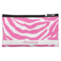 Cute Hot Pink Zebra Stripes Girly Cosmetic Bag at Zazzle