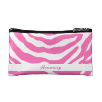 Cute Hot Pink Zebra Stripes Girly Cosmetic Bag