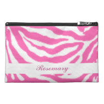 Cute Hot Pink Zebra Stripes Girly Travel Accessory Travel  Accessories Bags at Zazzle