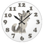 Cute Howling Cartoon Wolf and Numbers Wall Clock wall clocks