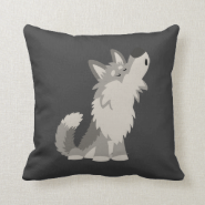 Cute Howling Cartoon Wolf Pillow