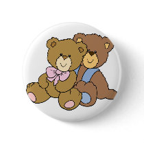 Cute Hugging Friends Bears Pinback Buttons