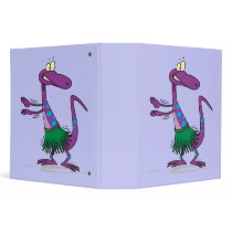 cute hula dancing gecko lizard cartoon vinyl binder