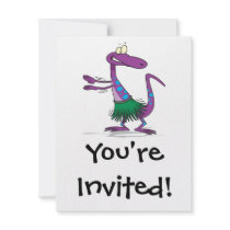 cute hula dancing gecko lizard cartoon announcements